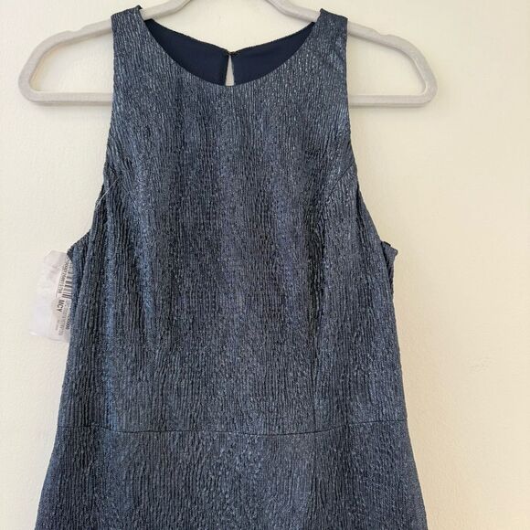Dessy Collection Midnight Metallic Sleeveless High Neck Long Evening Gown 8 NWT - Picture 4 of 9